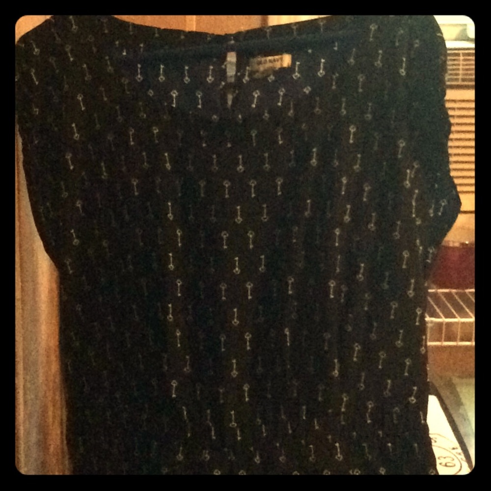 Navy Key Print Dress